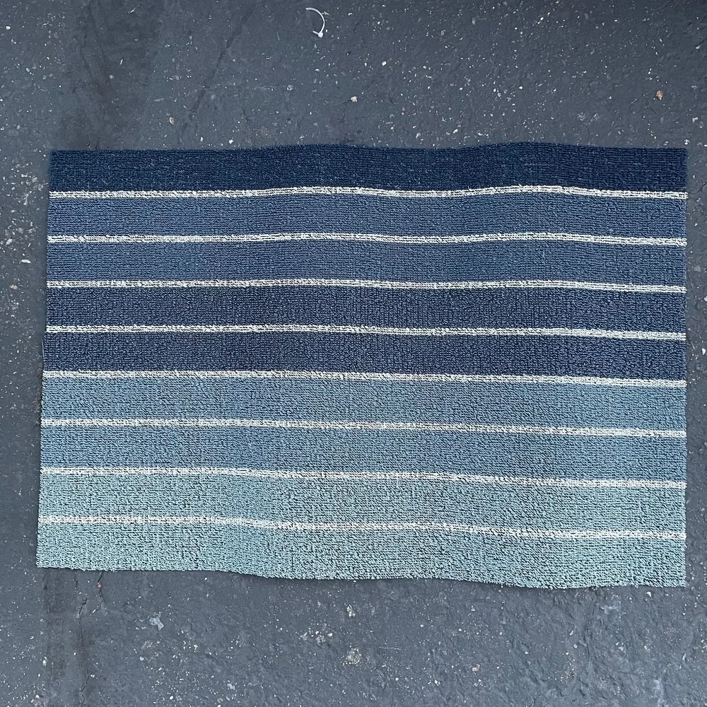 Chilewich Blue and Gray Striped Door Mat